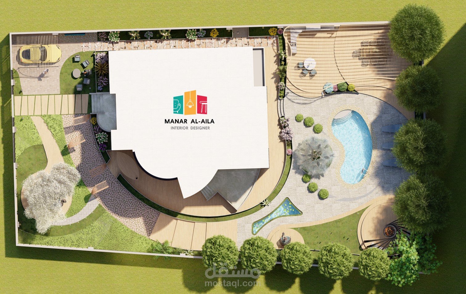 تصميم حديقة خلفية لفيلا