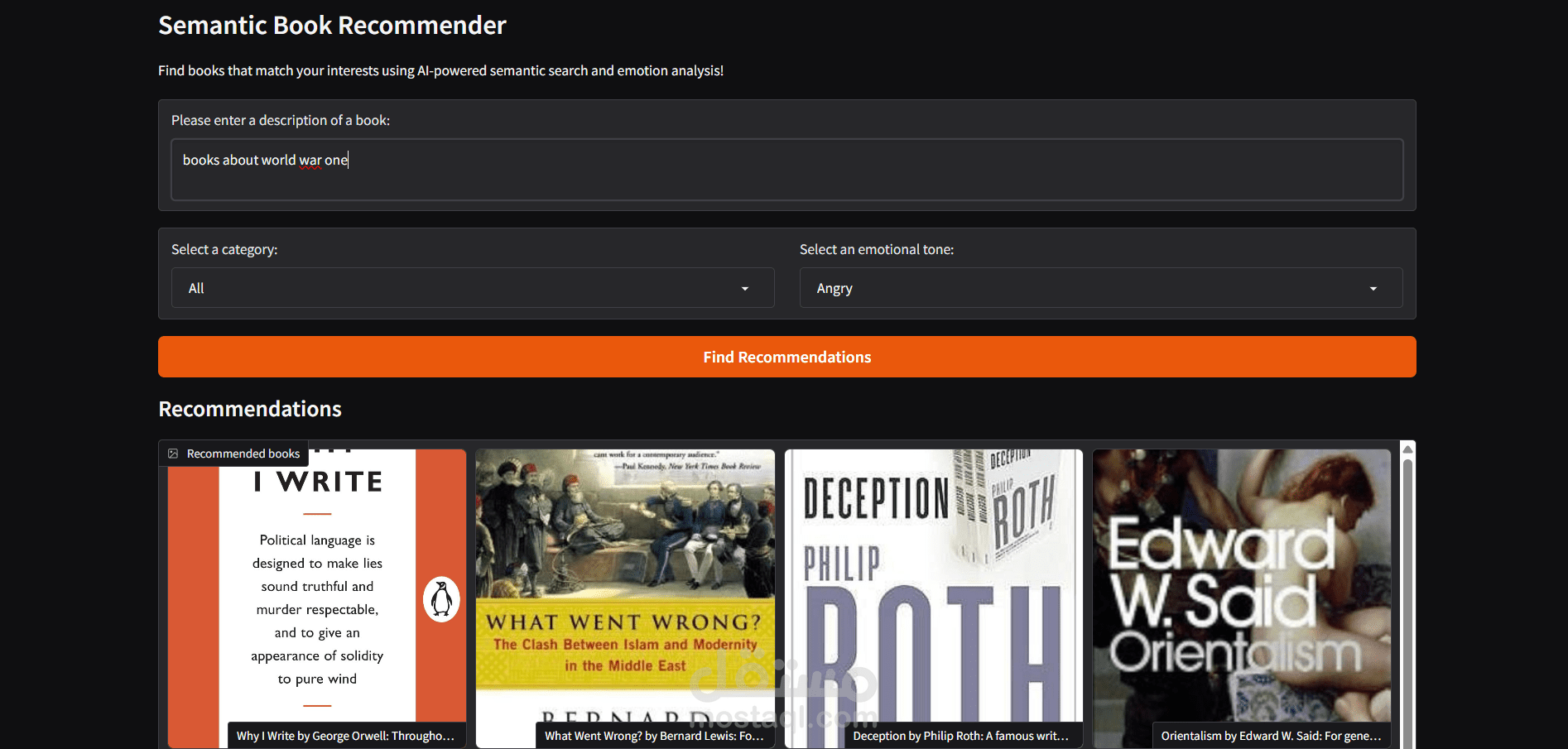 نظام توصية الكتب الذكي بالذكاء الاصطناعي - Semantic Book Recommender