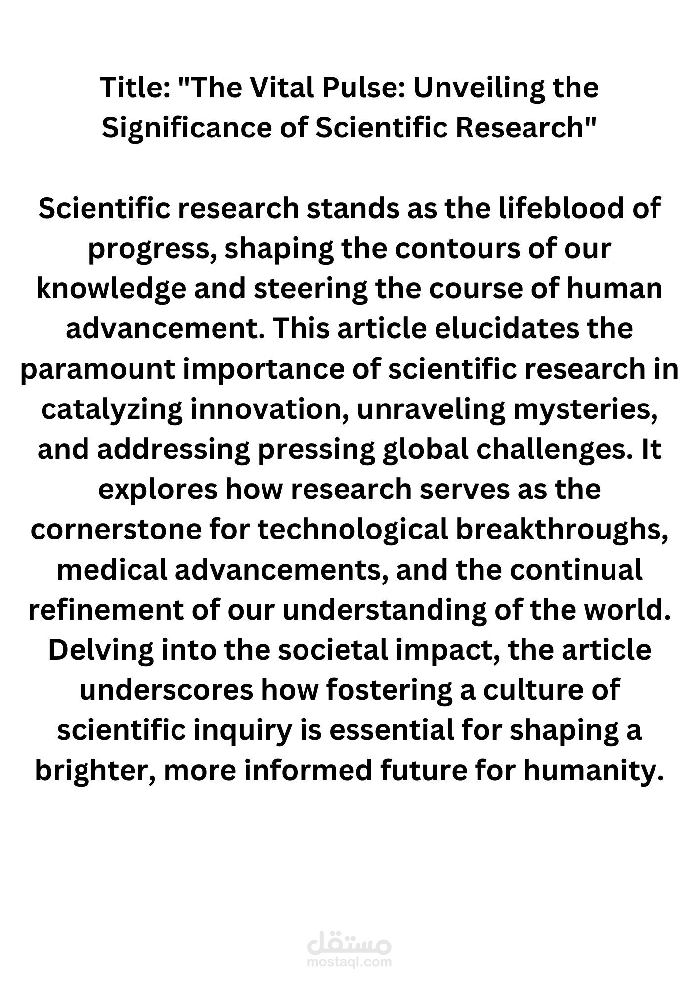 Title: "The Vital Pulse: Unveiling the Significance of Scientific Research"