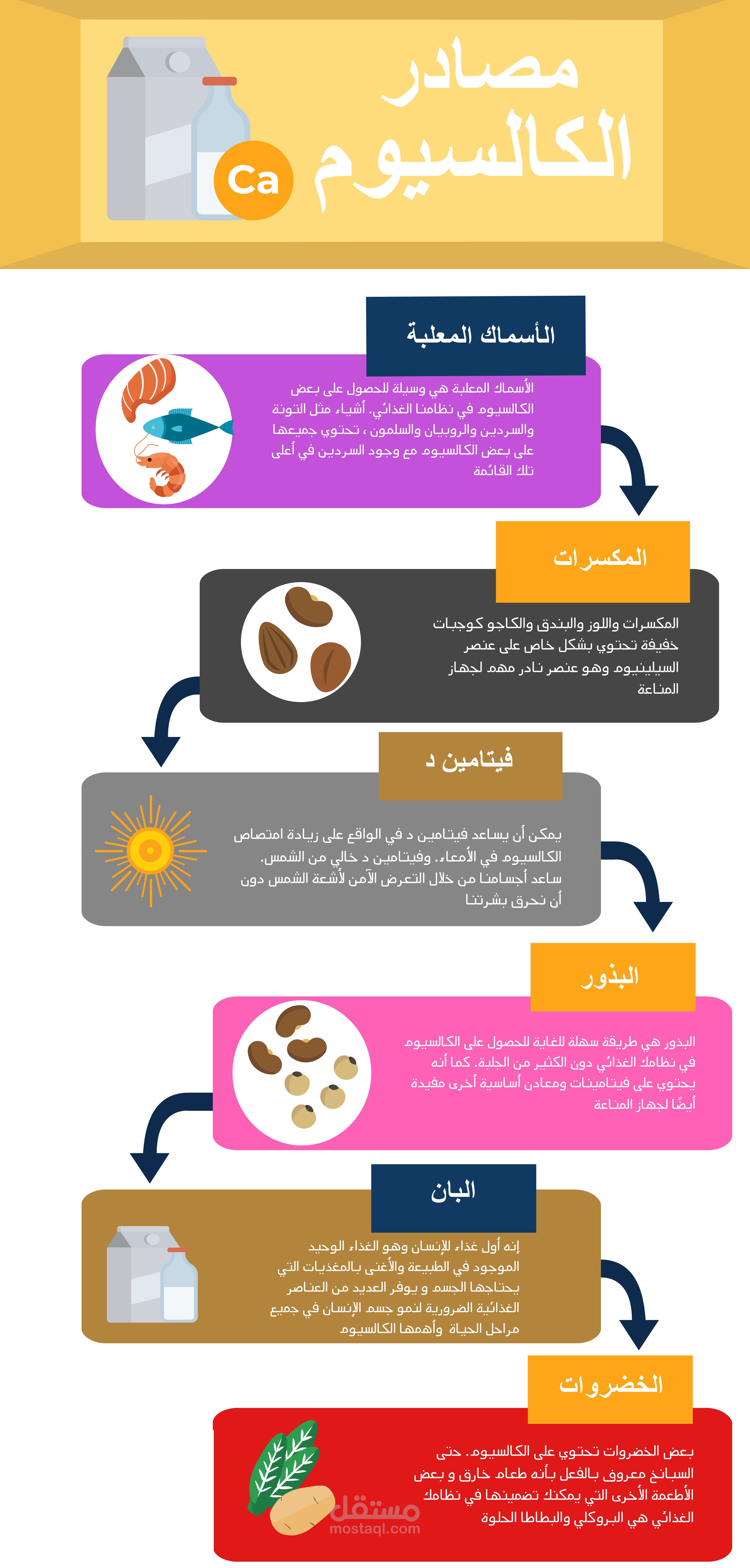 إنفوجرافيك لالمحاصيل الزراعية في الوطن العربي و مصادر الكالسيوم
