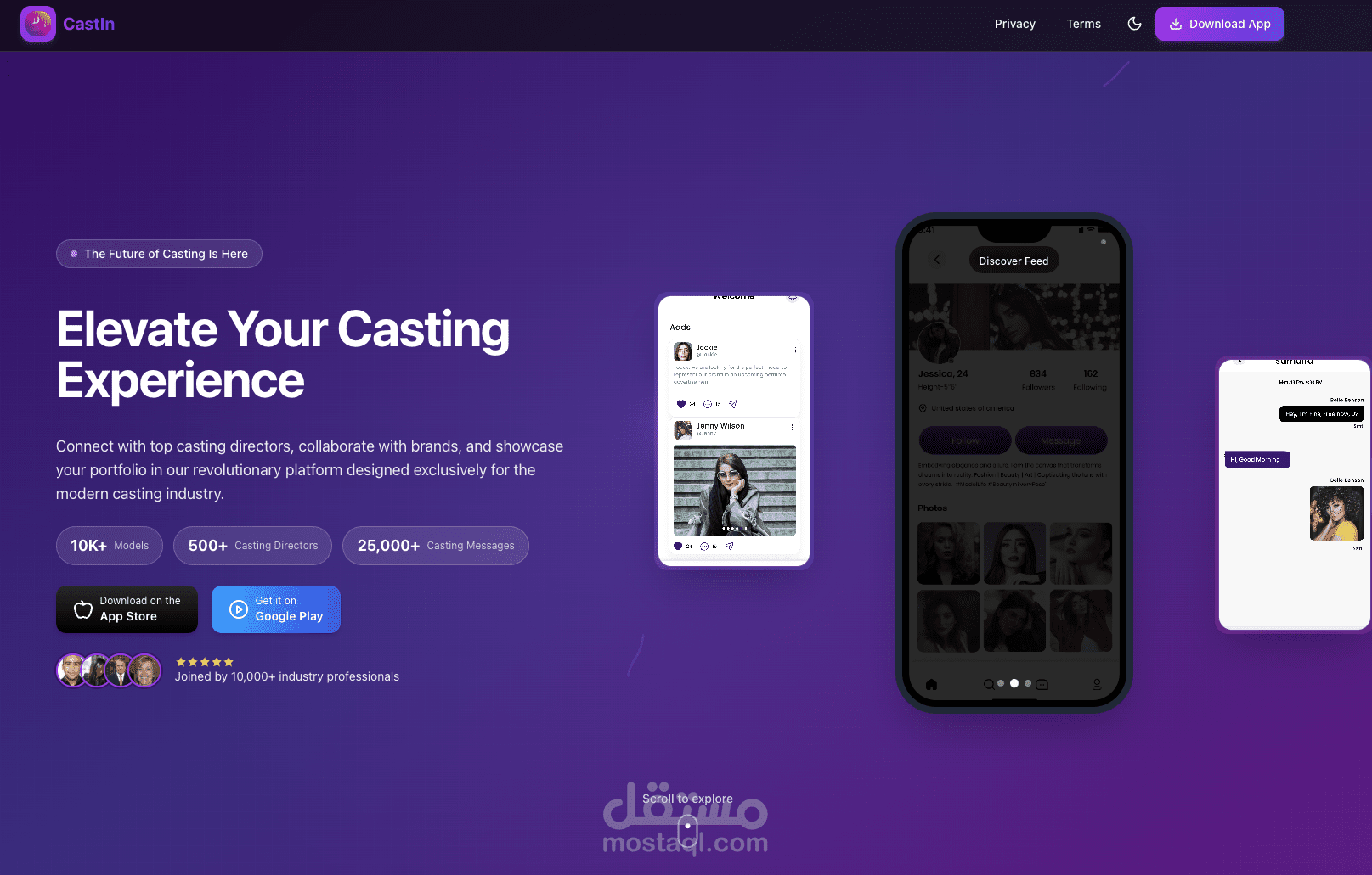 تطبيق Cast-In | تطبيق التواصل الاجتماعي لعارضات الأزياء والشركات المشغلة لهم
