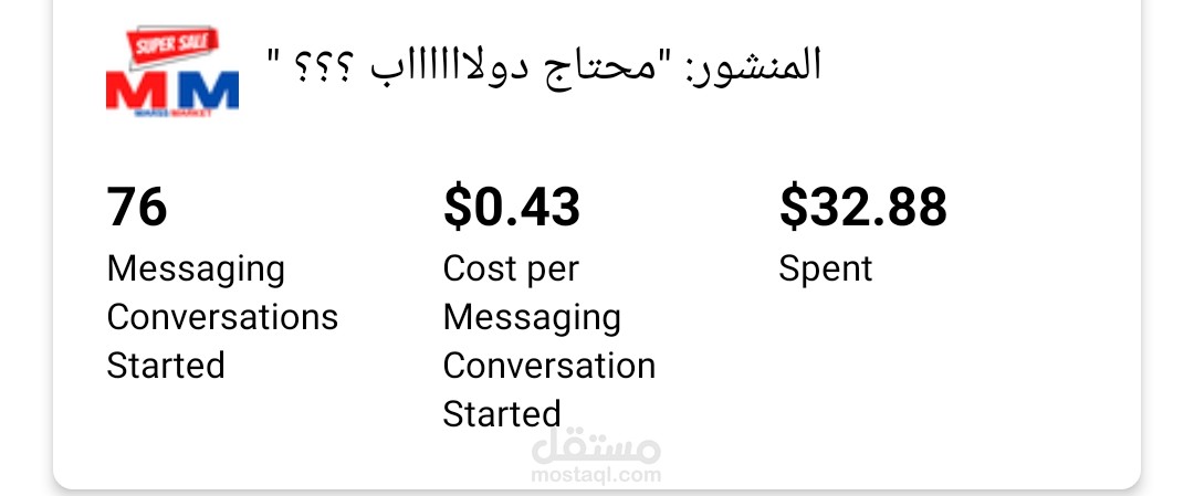 حملة اعلانيه بهدف رسائل مبيعات لمنتج دولاب أثاث منزلي