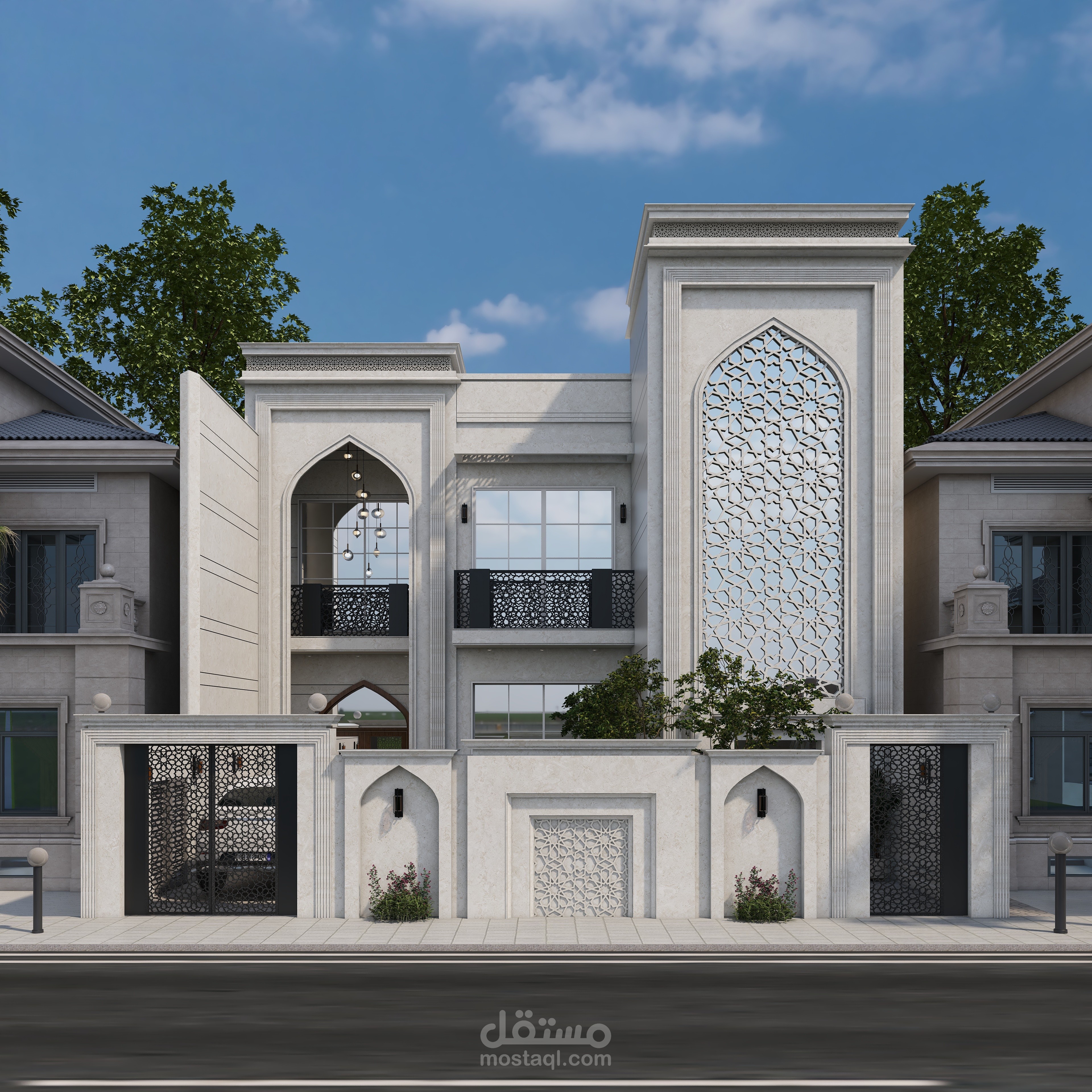 تصميم واجهه اسلامي صور ليليه ونهارية مع فيديو