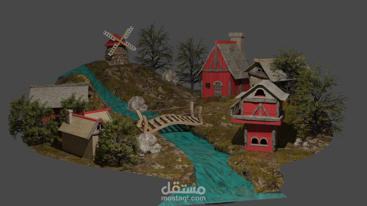 بيئة قرية ريفية 3d