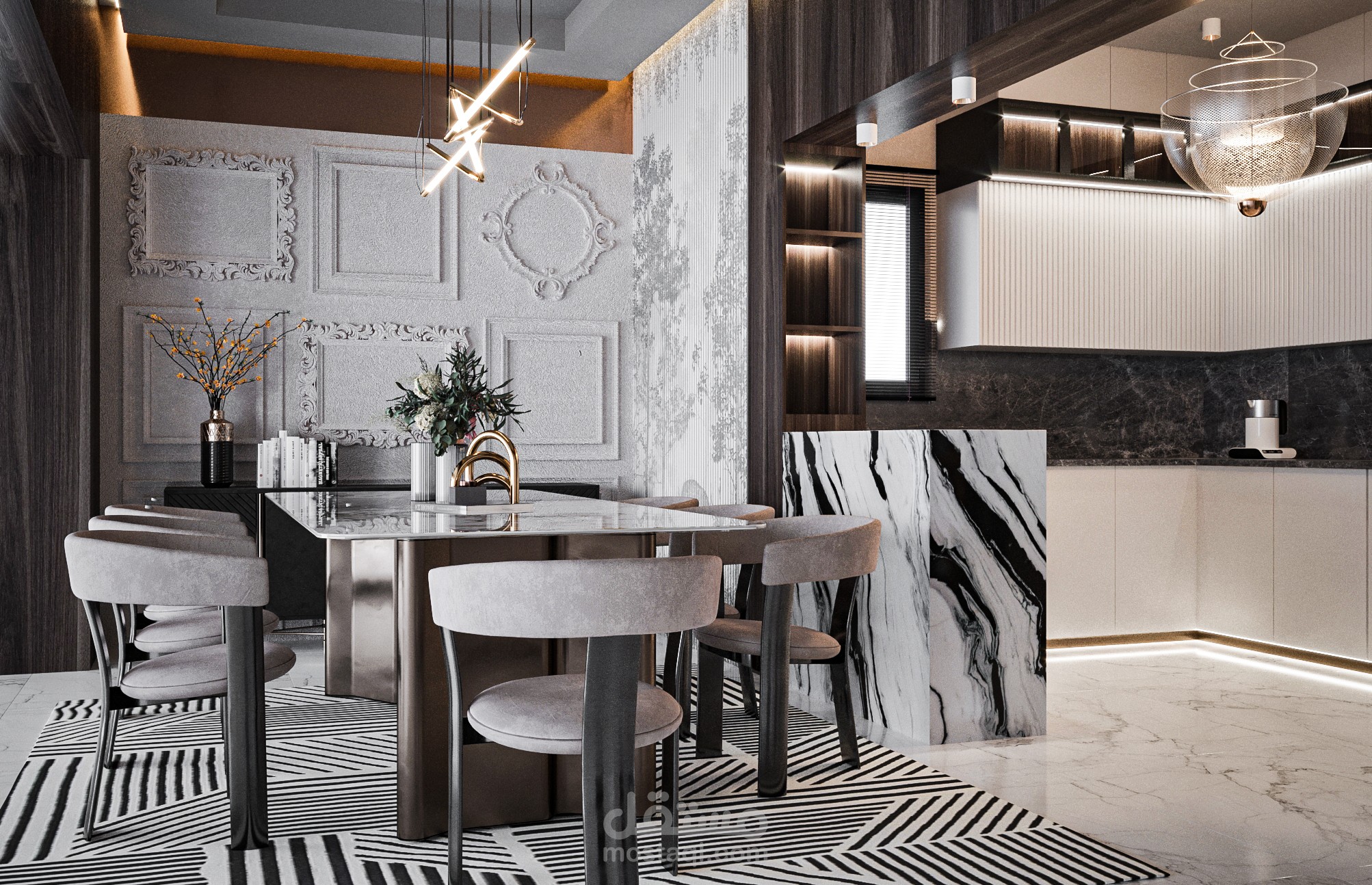 غرفه طعام علي النمط المعاصر