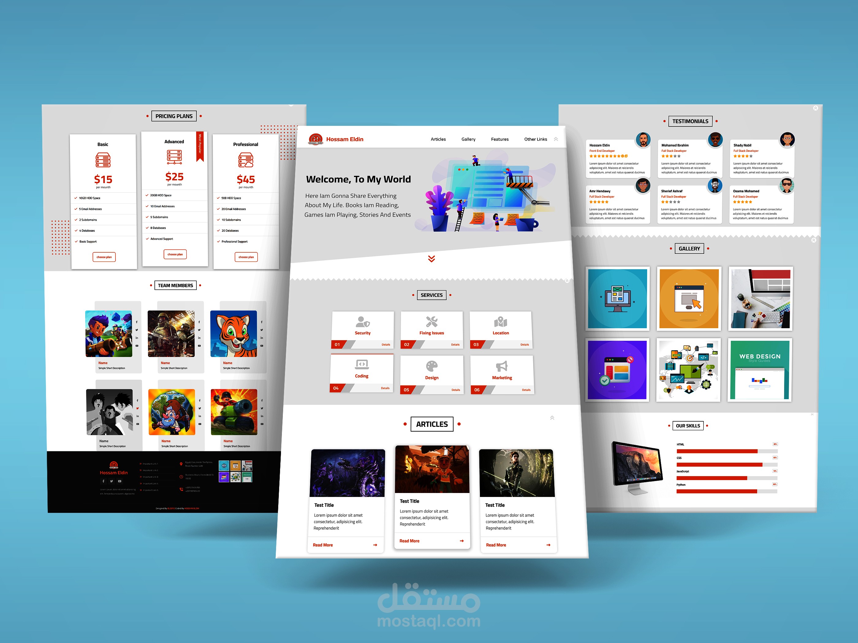 تنفيذ موقع تعريفي متعدد الأقسام  (افراد وشركات )  ( portfolio )