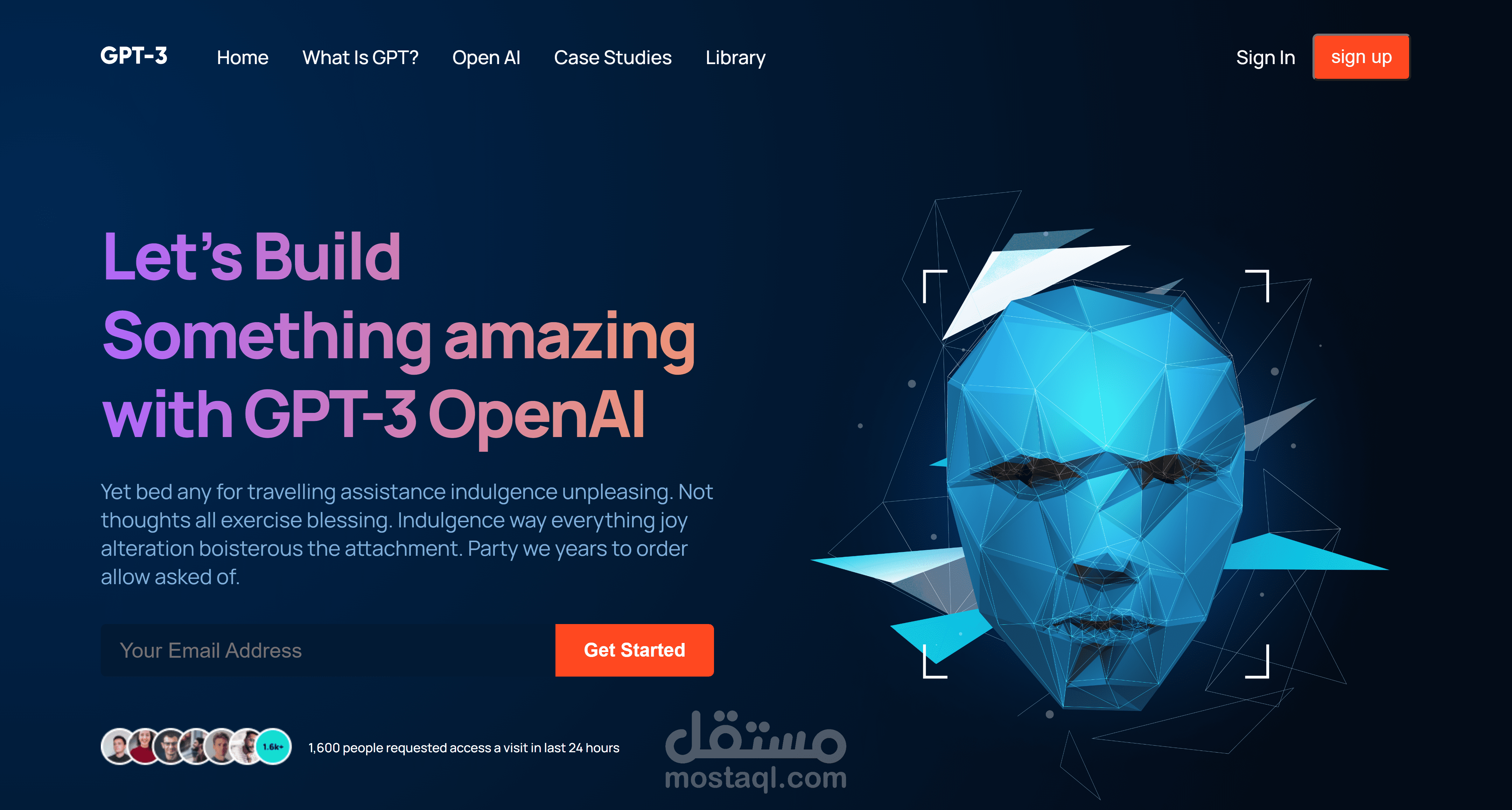 تنفيذ Landing page لعرض مميزات GPT-3 من figma الي كود باستخدام اطار عمل ريأكت (React)