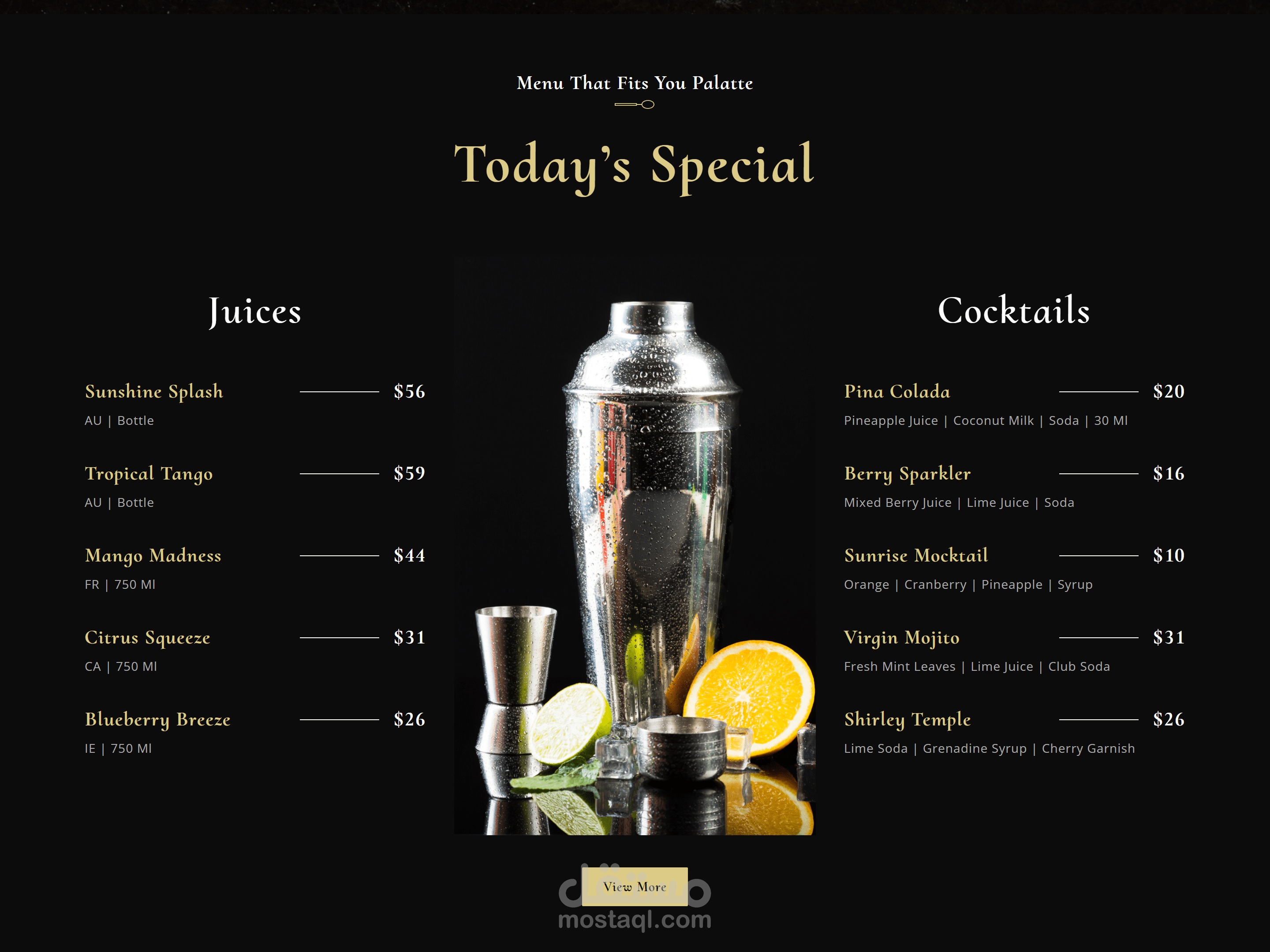 تنفيذ تصميم فيجما لمطعم فاخر متجاوب باستخدام اطار عمل ريأكت (React)