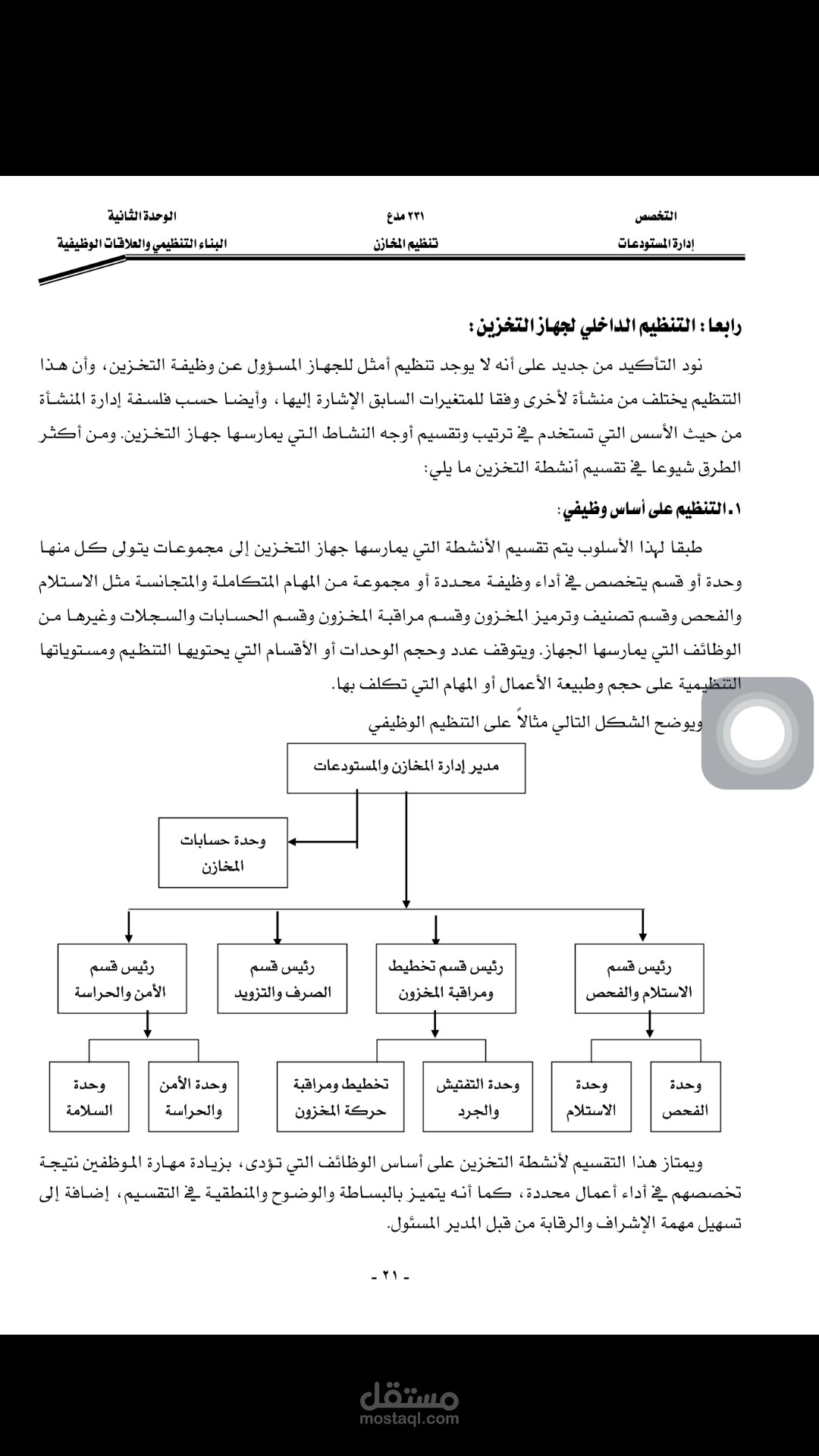 تقسيم المخازن ومراقبتها