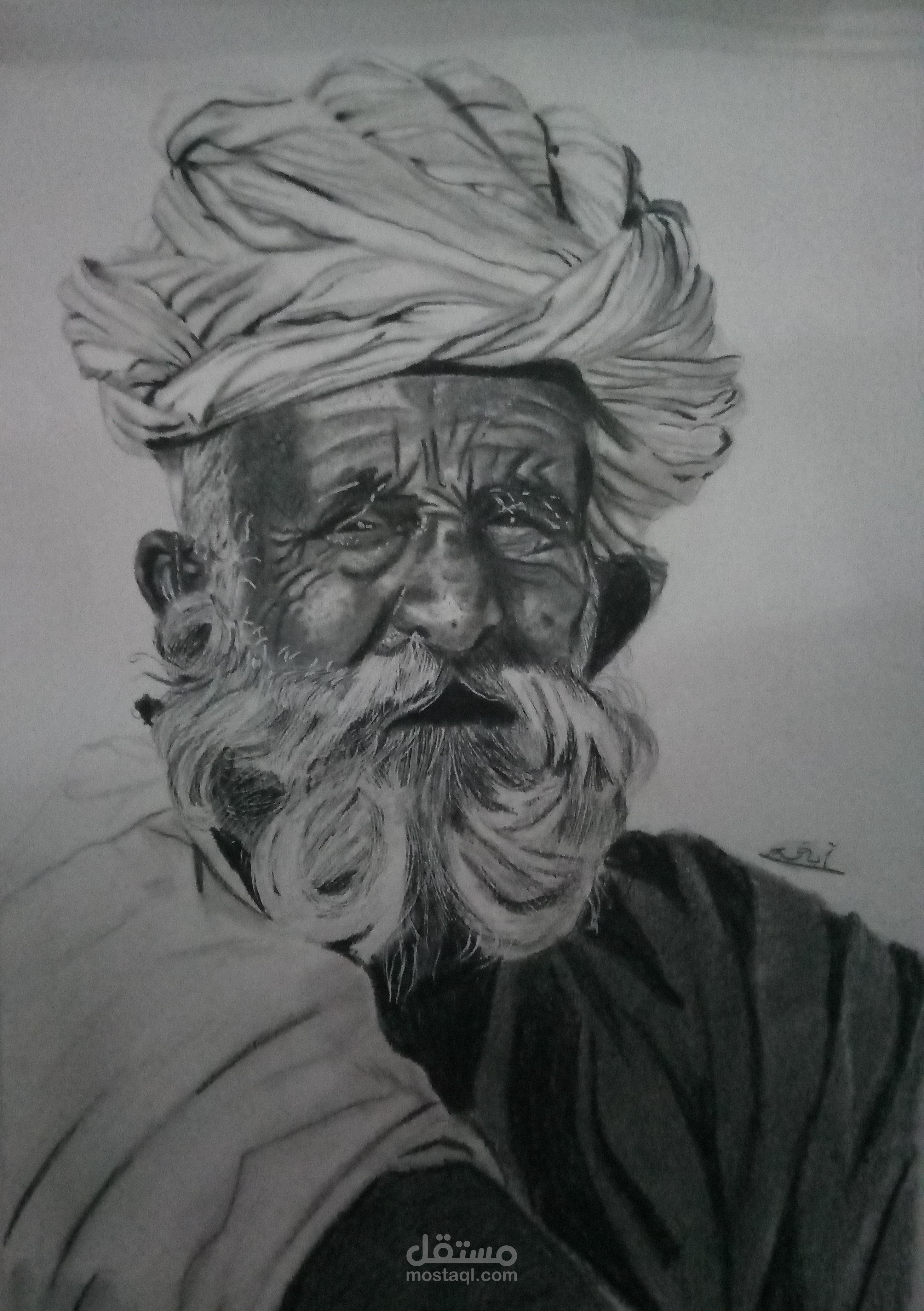 رسم رجل كبير بالرصاص