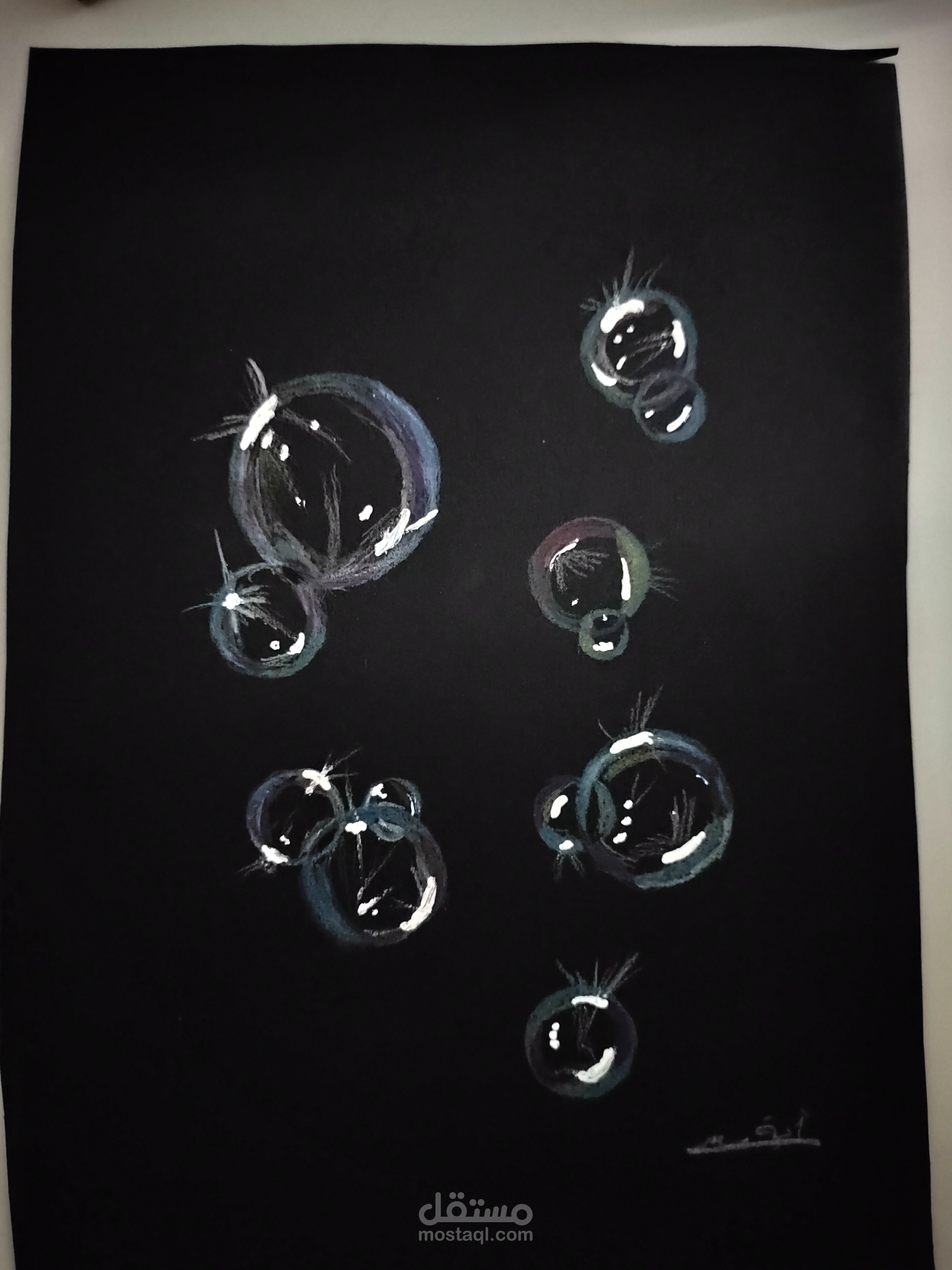 رسم فقاعات بالألوان الخشبيه