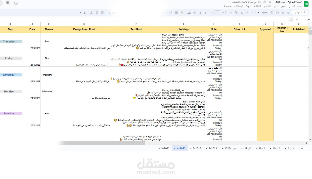 كتابة خطة محتوى لمركز تجميل في تركيا