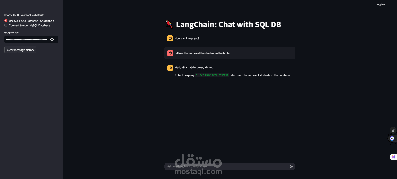 AI-Powered SQL Chatbot | LangChain + Groq + Streamlit