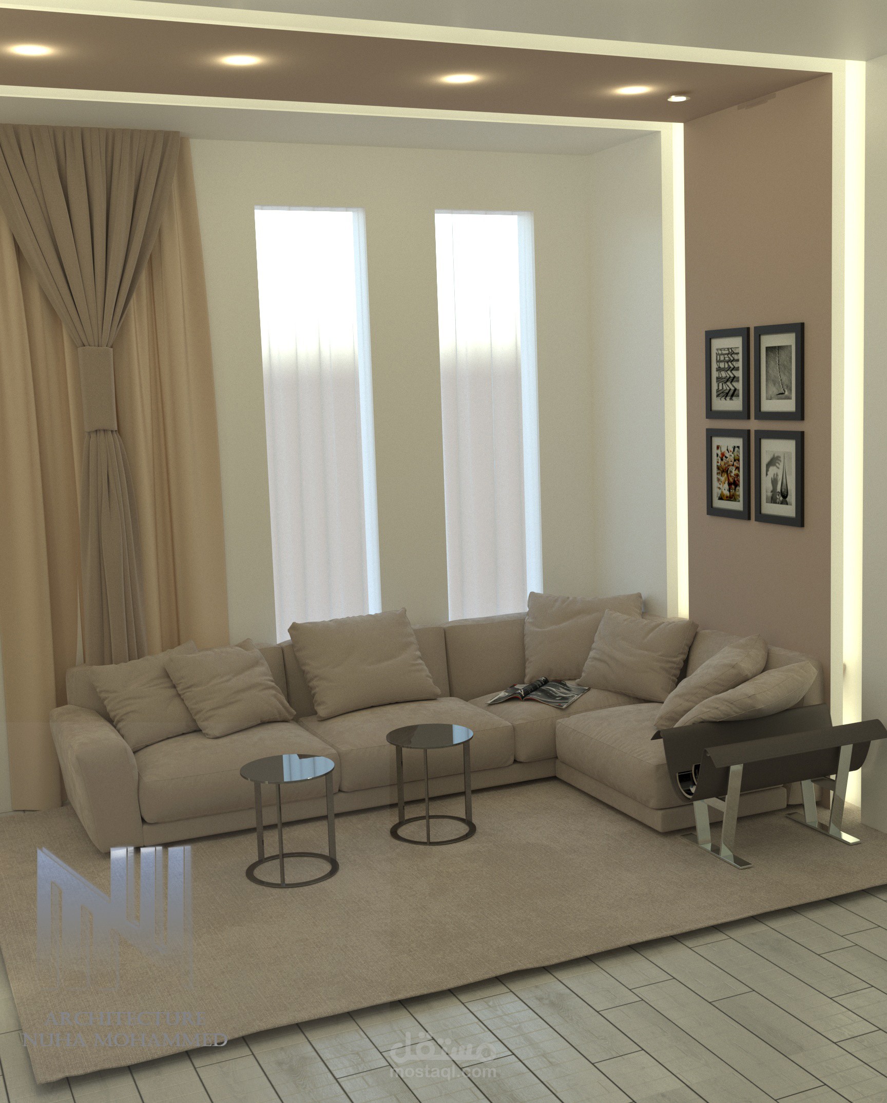 تصميم داخلي لغرفة معيشة باستخدام برنامج الثري دي ماكس