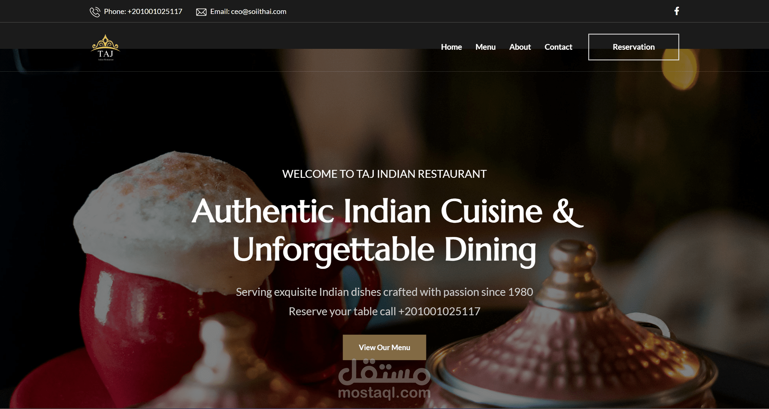 Taj-Restaurant Website