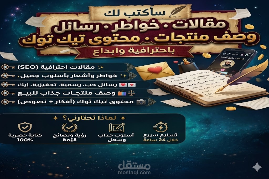 كاتب محتوى محترف - مقالات وكتابة إبداعية متنوعة