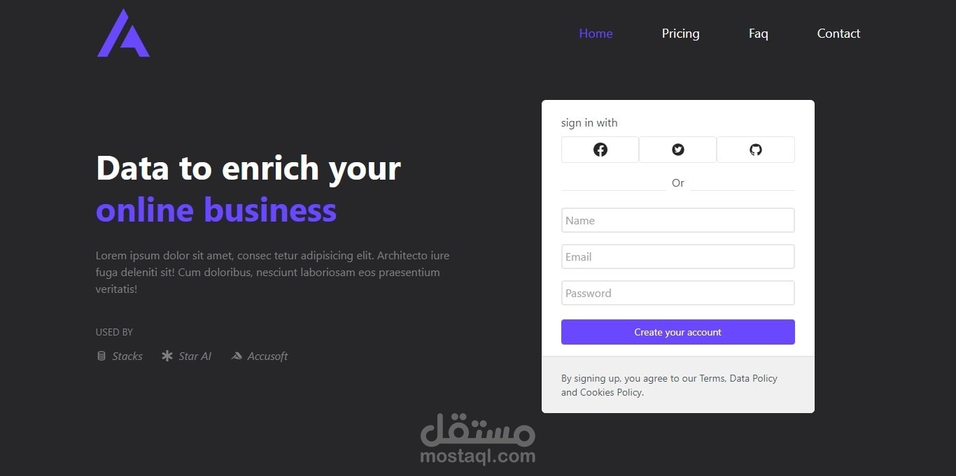 (React js) -  online business website