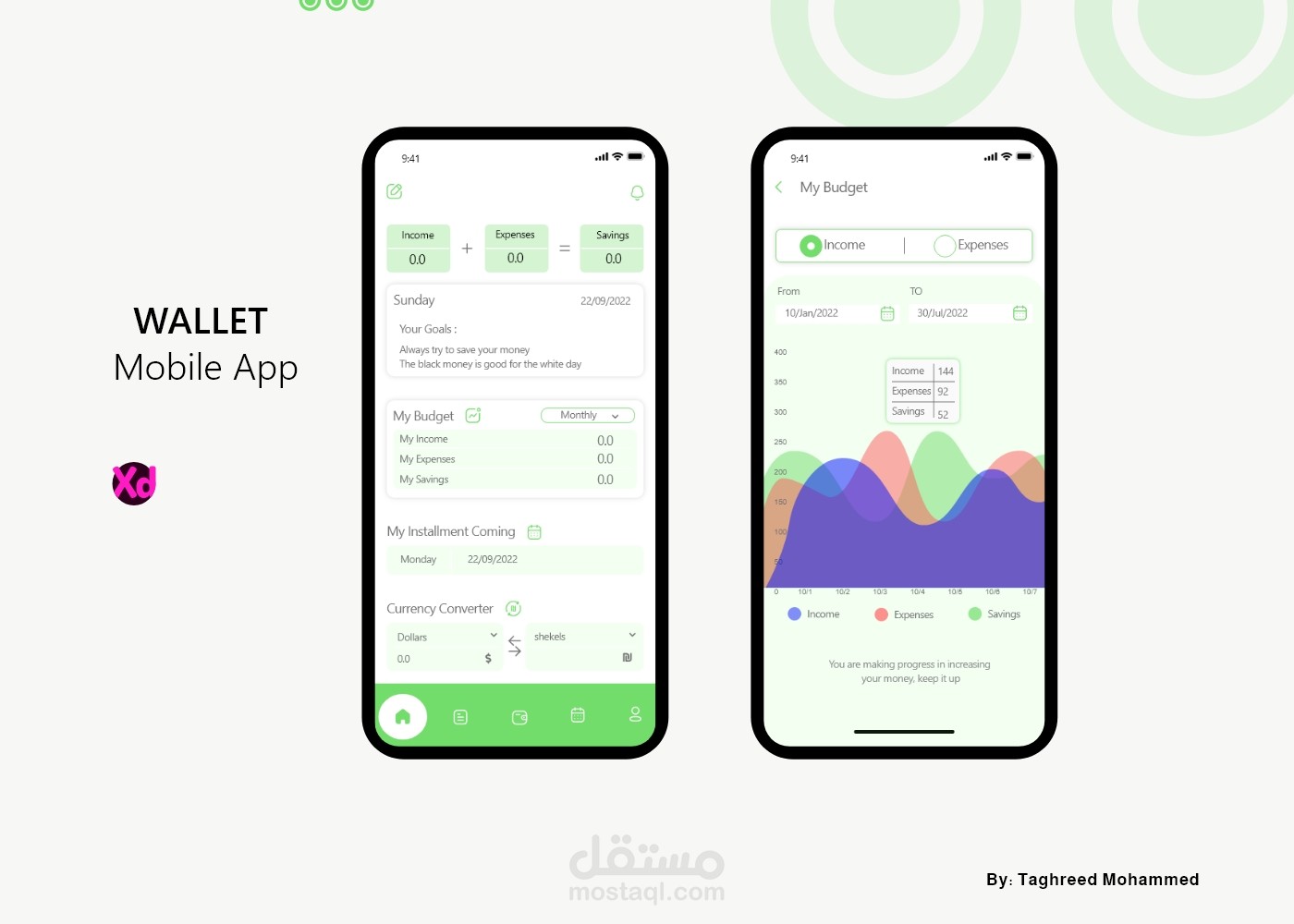تصميم تطبيق (ui/ux) لادارة المصروفات