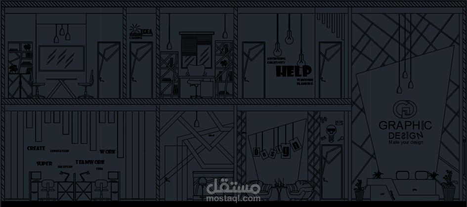 تصميم لشركة دعاية واعلان مع دور ميزانين