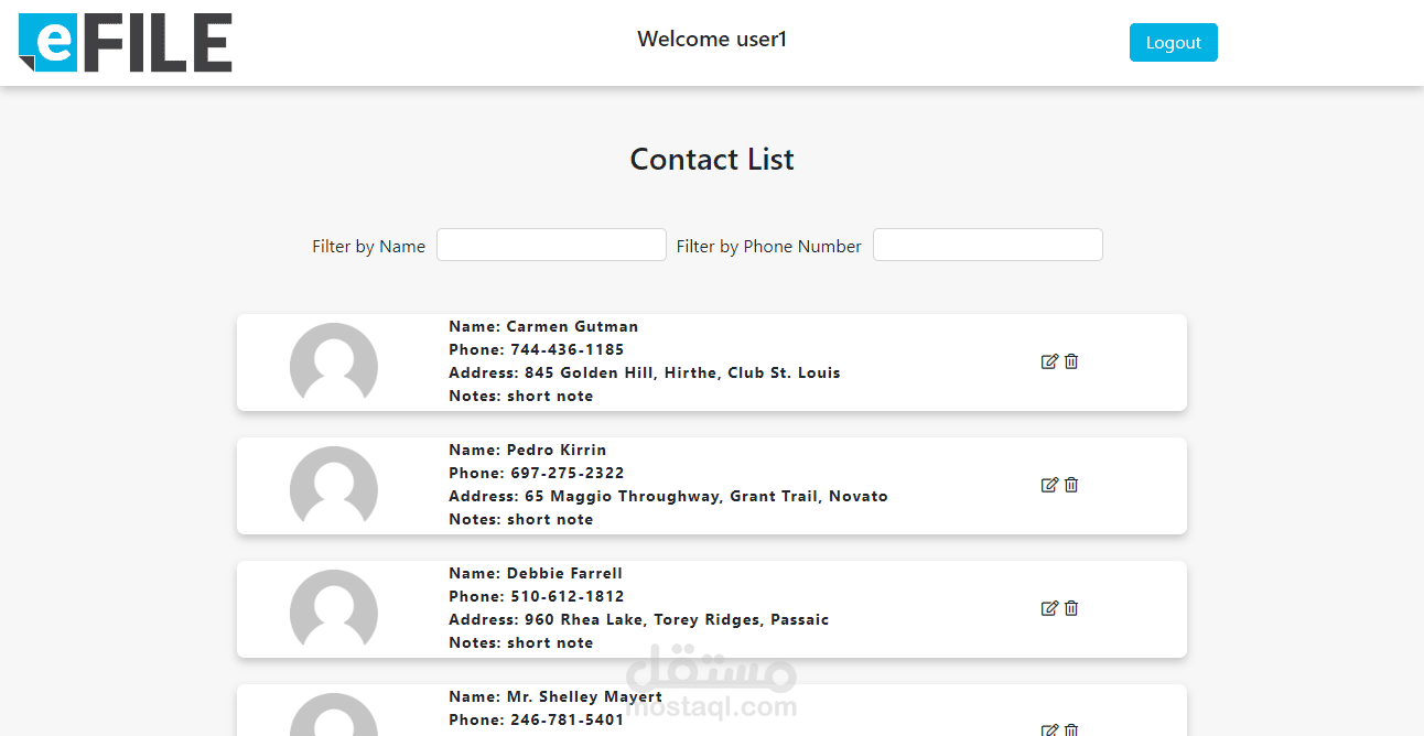 E-File contact List
