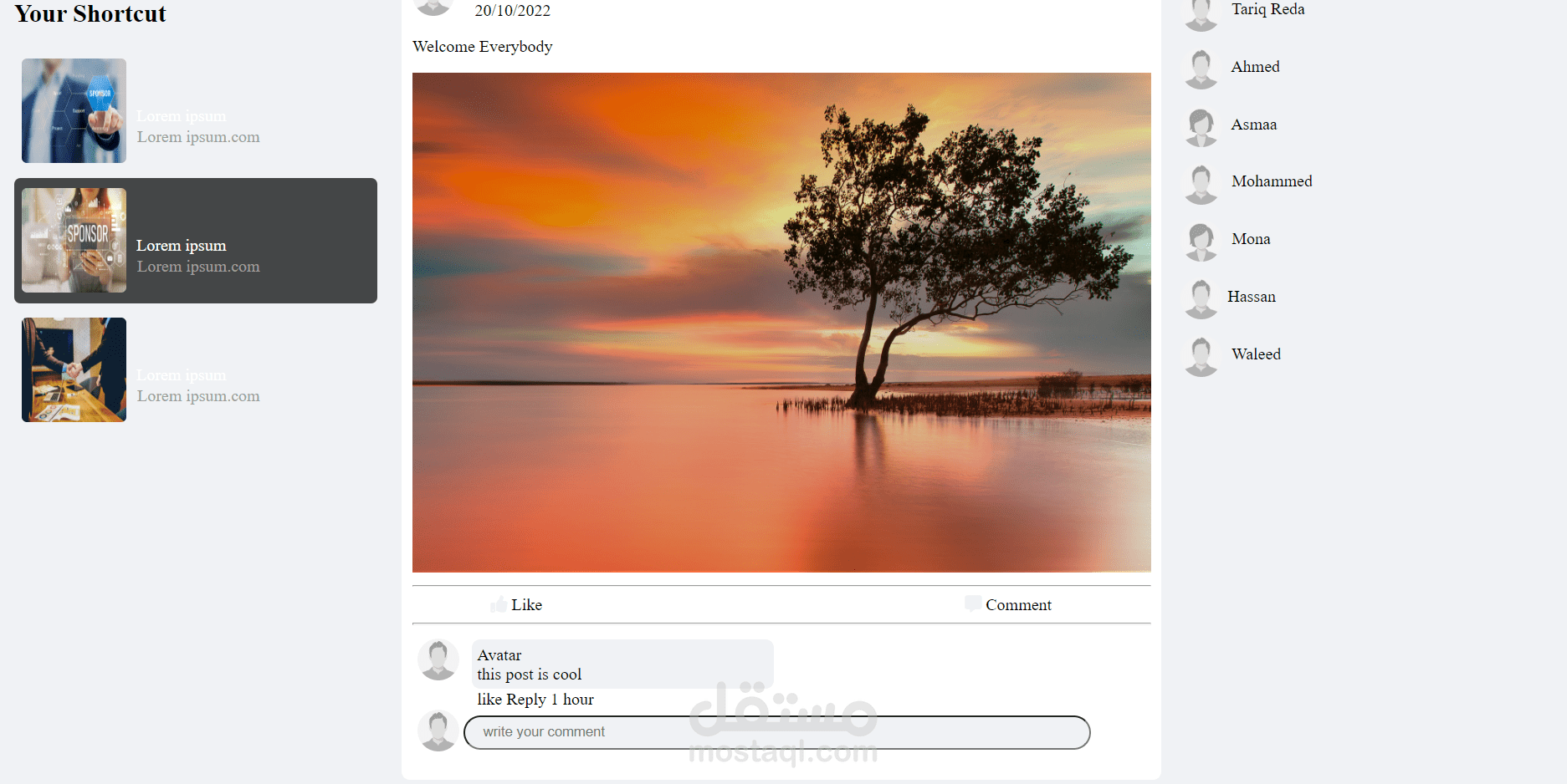 face book home page design