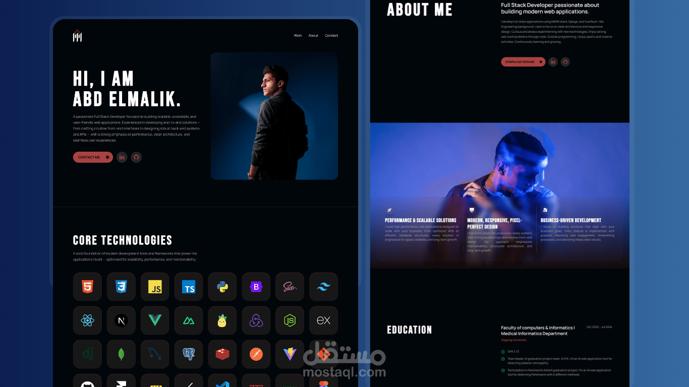 My Portfolio | معرض أعمال شخصي تفاعلي لإبراز المشاريع والخبرات التقنية