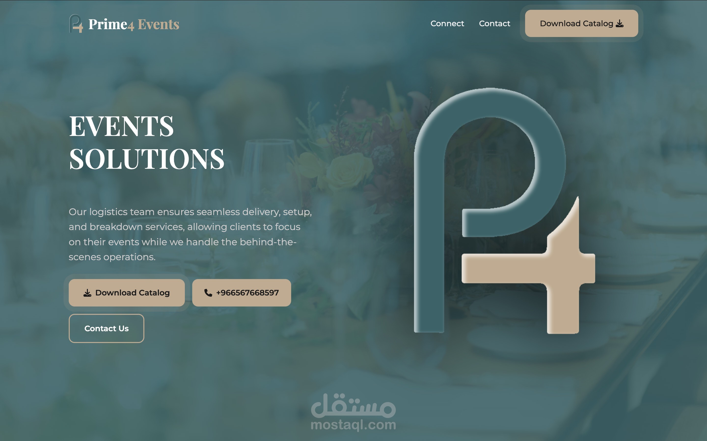 تطوير موقع تعريف كامل (Landing Page) + نظام خلفي (Backend) لإدارة طلبات العملاء - شركة Prime for Events
