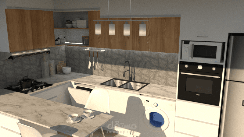 تصميم مطبخ حديث بمساحة صغيرة