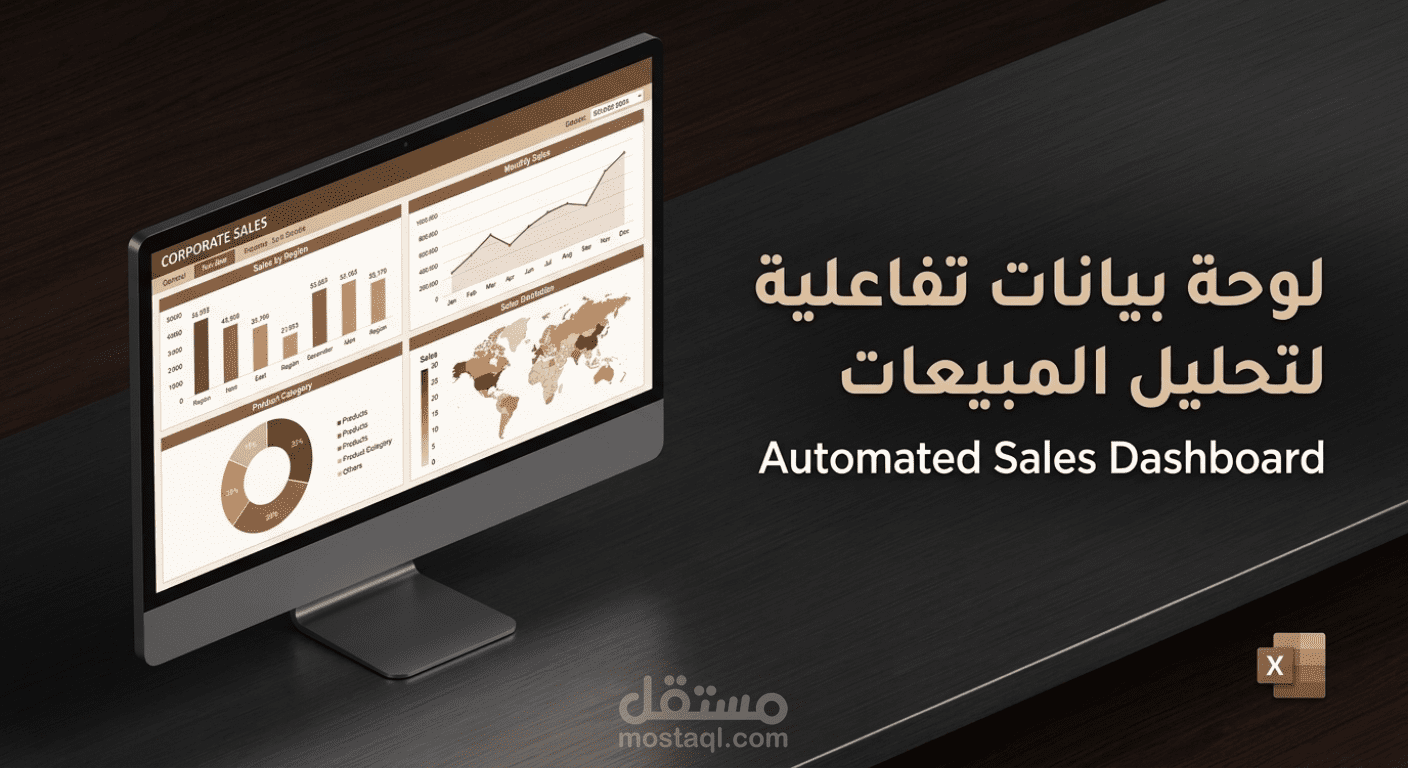 تصميم لوحة بيانات (Dashboard) تفاعلية ومؤتمتة بالكامل لتحليل مبيعات وأرباح الشركات باستخدام Advanced MS Excel