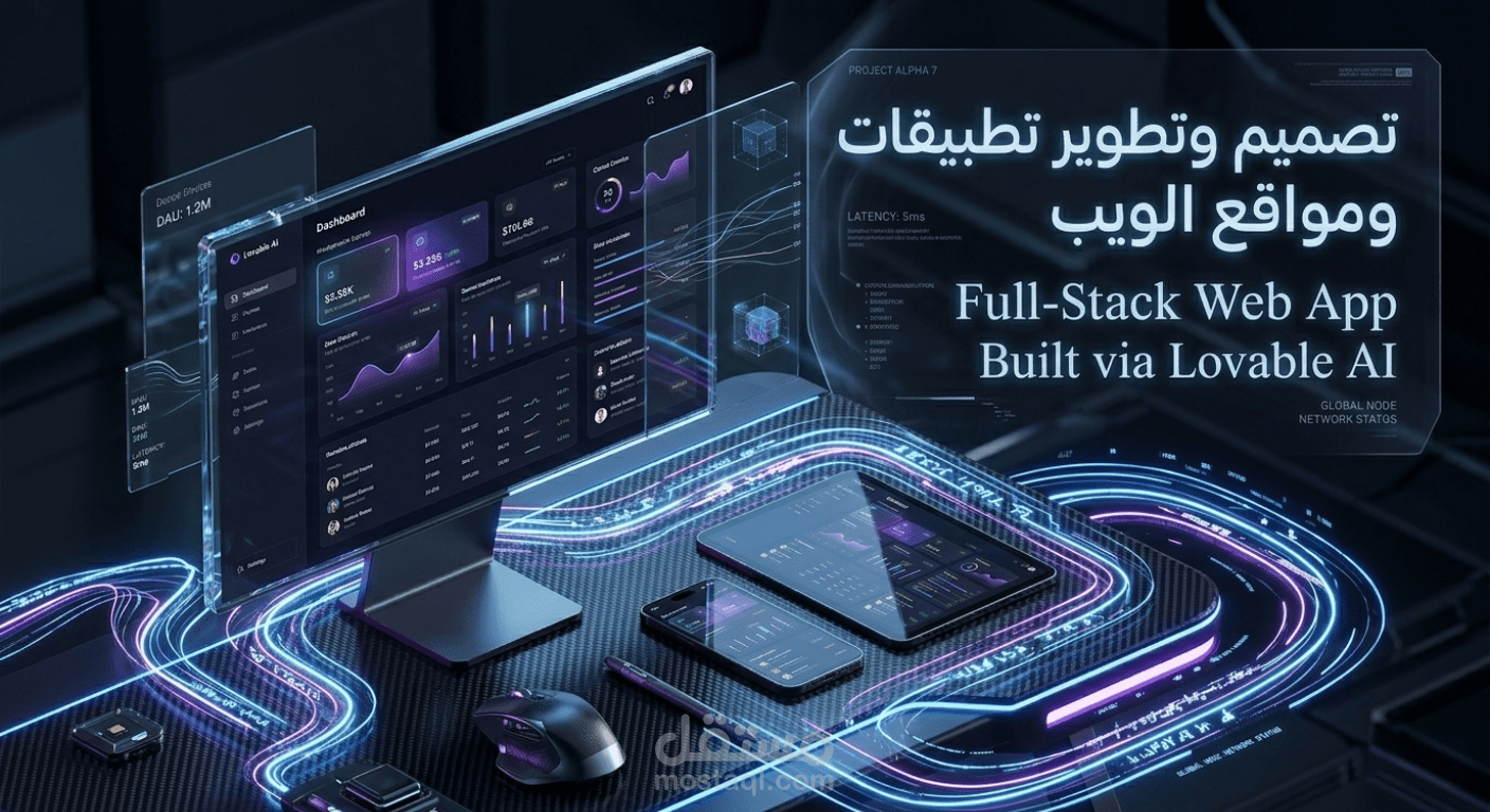 تصميم واجهة وتطوير موقع بورتفوليو شخصي (Portfolio) مبتكر لعرض الهوية الرقمية والأعمال الاحترافية بإستخدام Lovable