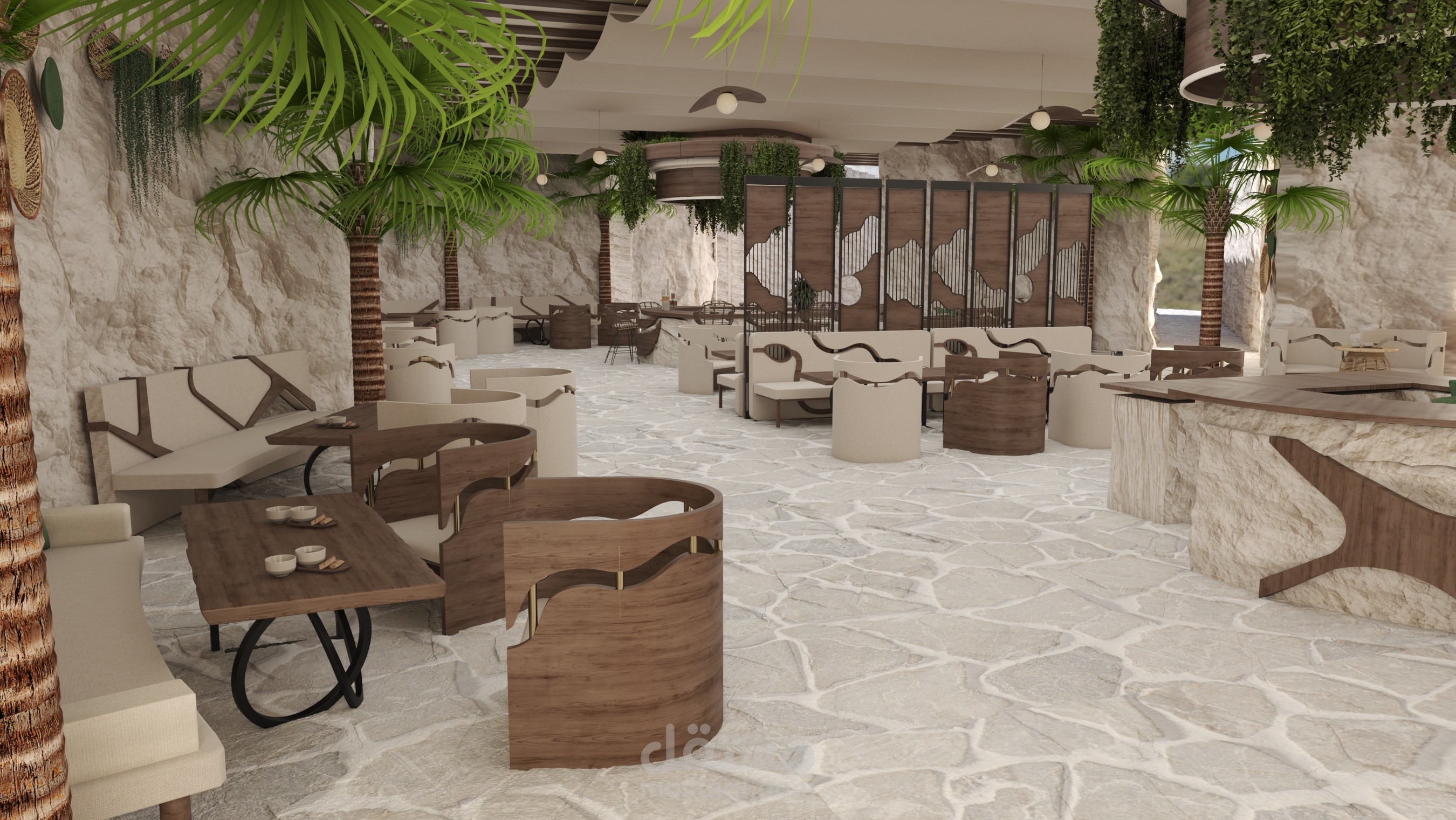 تصميم ريسبشن في منتجع سياحي علاجي