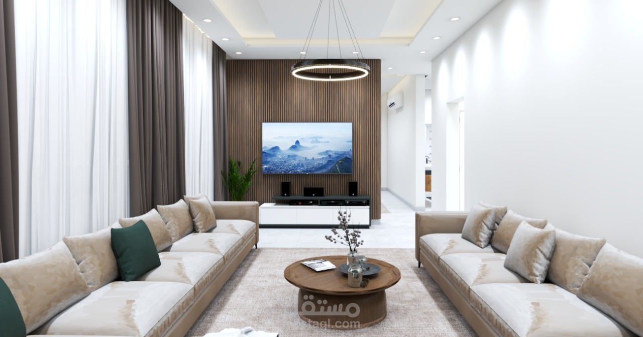 تصميم مجلس مفتوح علي غرفة طعام