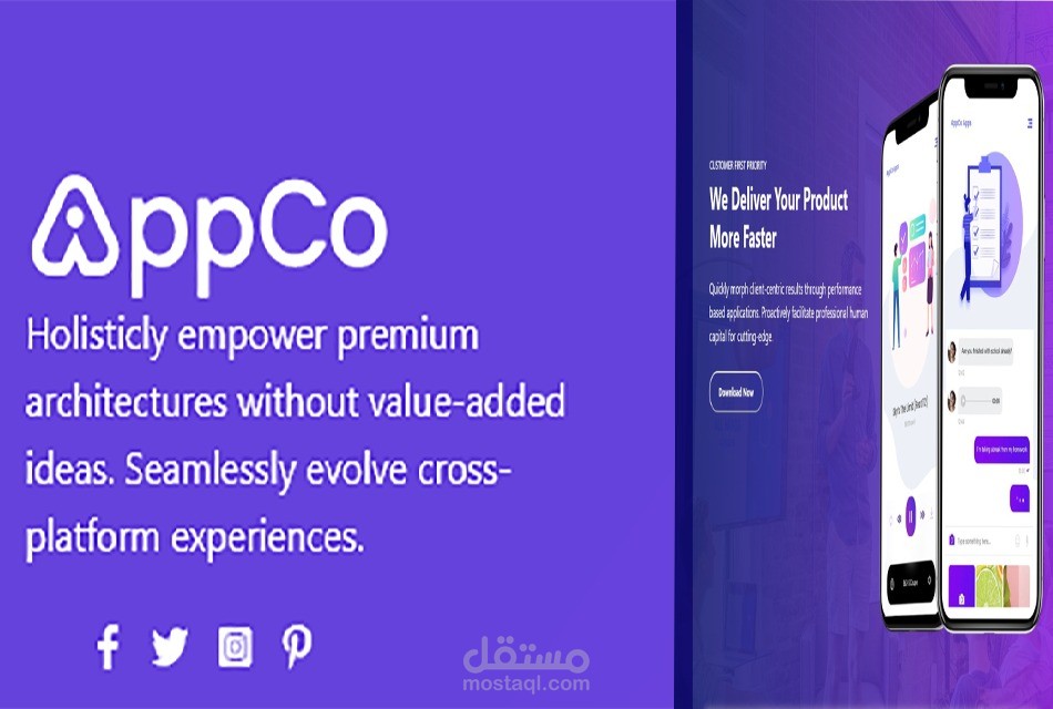 تصميم موقع واجهة أمامية لصالح شركة appco.