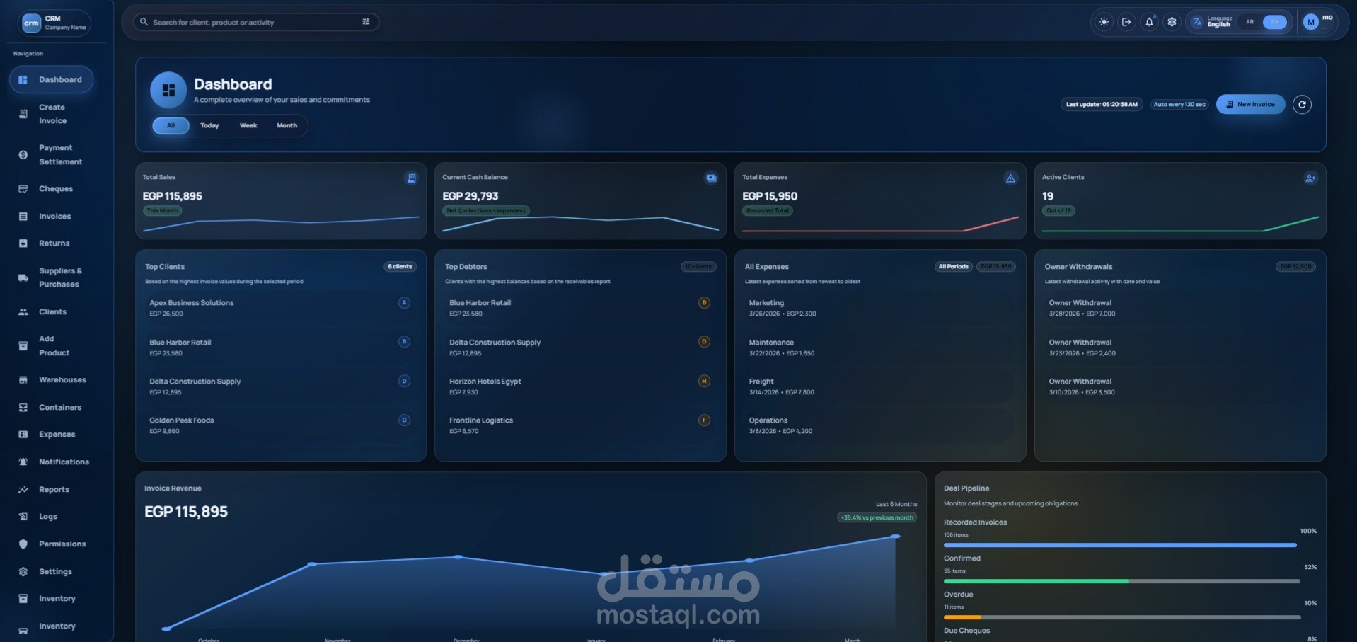 full Business Management System (CRM + ERP)