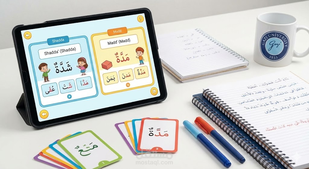 إعداد وتصميم حقائب تعليمية لتبسيط قواعد اللغة العربية.