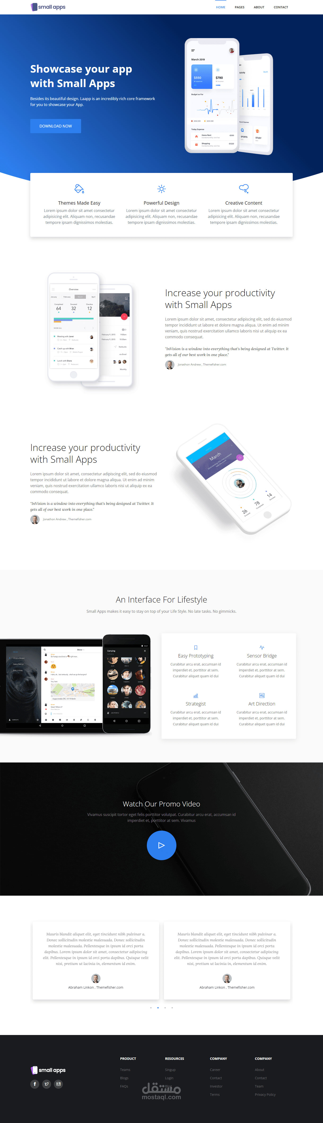 Landing Page احترافية لتطبيق جوال (Small App)