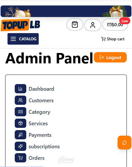 Laravel + React Project – Top-up Client Portal