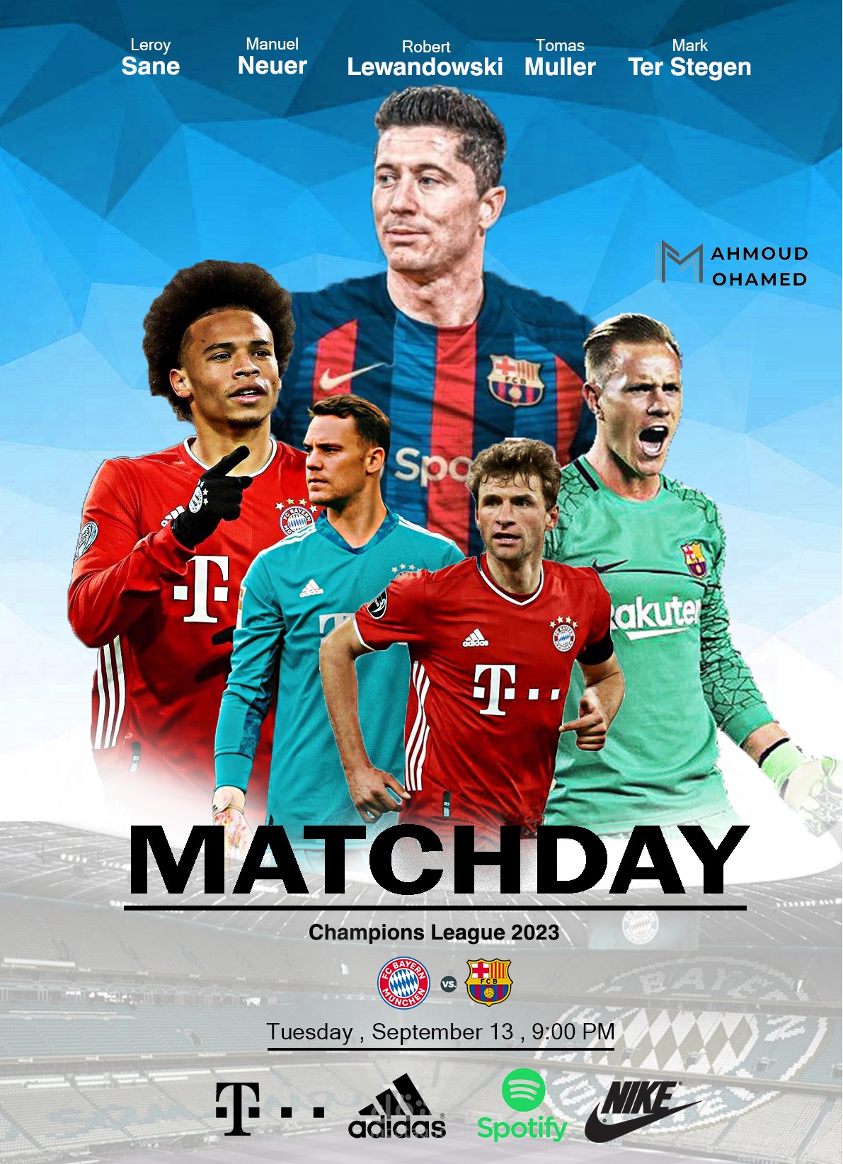 تصميم بوستر مباراة برشلونه و بايرن ميونخ