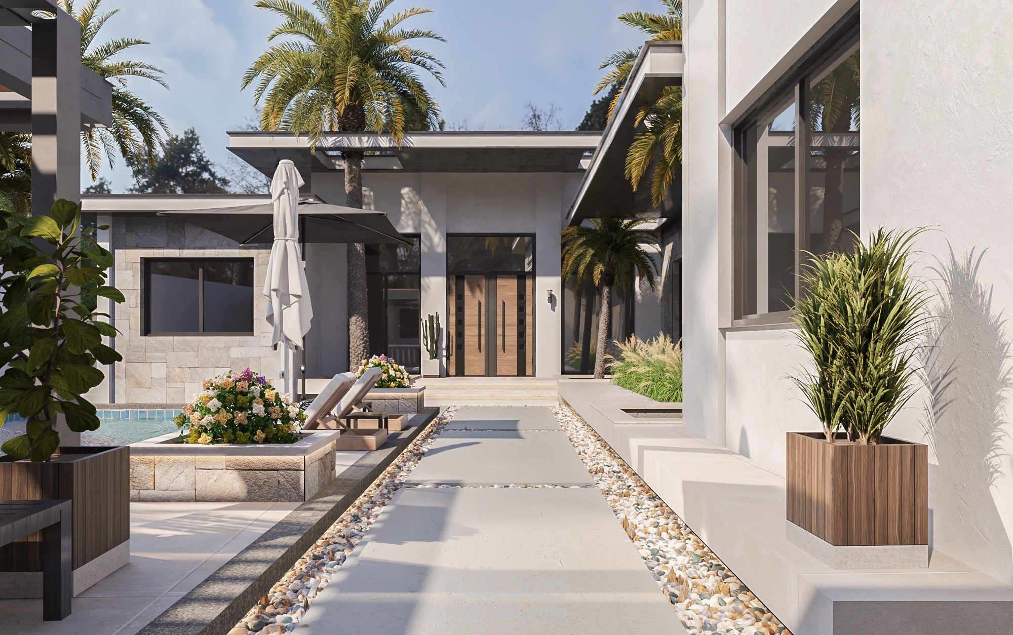 تصميم واجهة وحديقة استراحة- في سلطنة عمان.