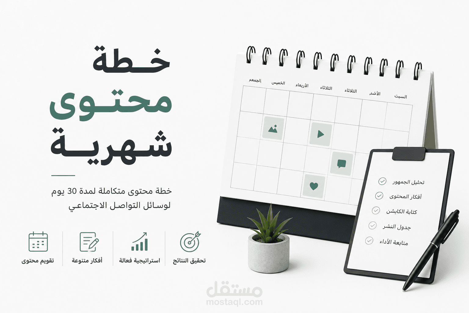 إعداد خطة محتوى شهرية واستراتيجية محتوى لوسائل التواصل الاجتماعي