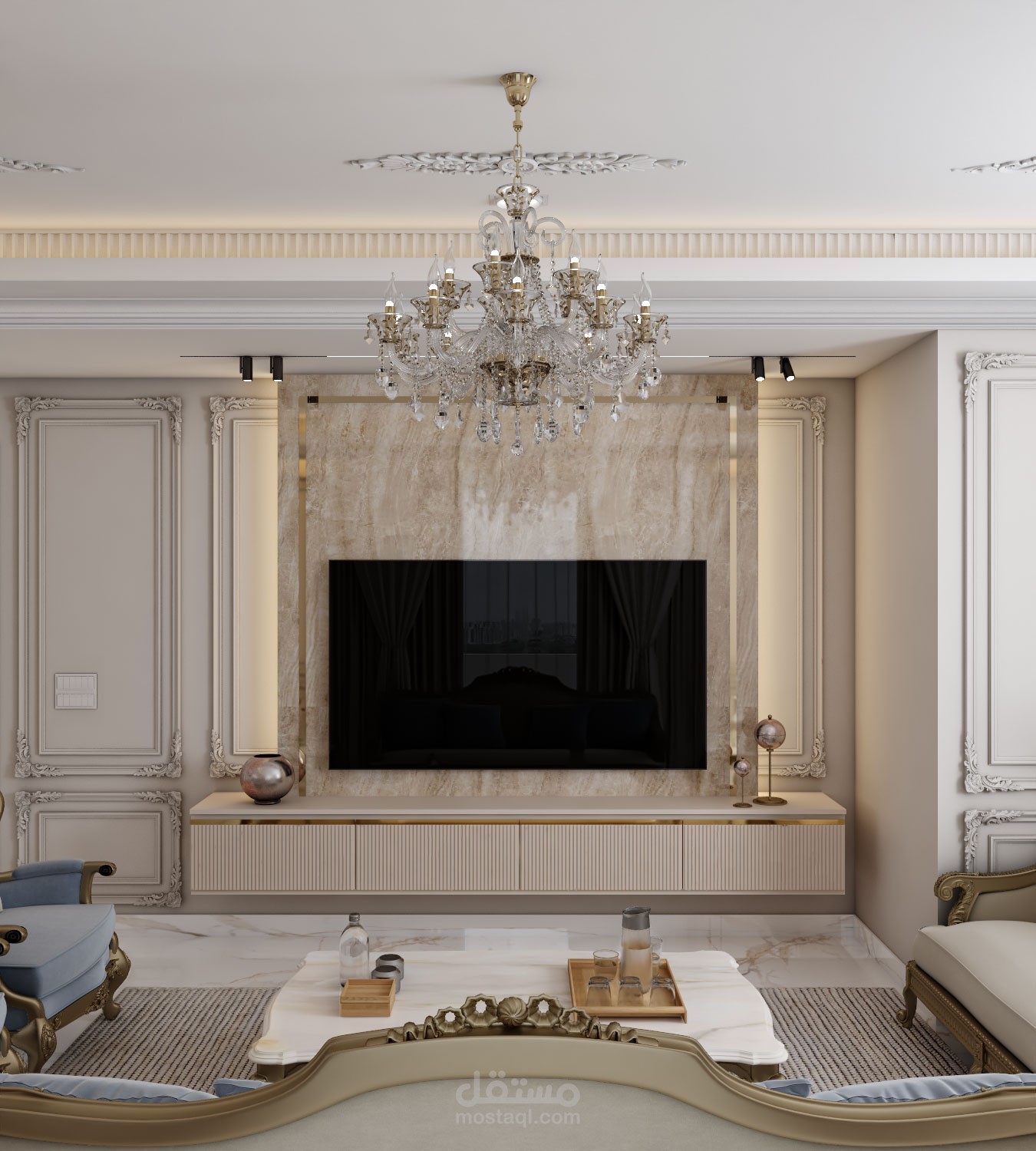 صالة جلوس بنمط كلاسيكي