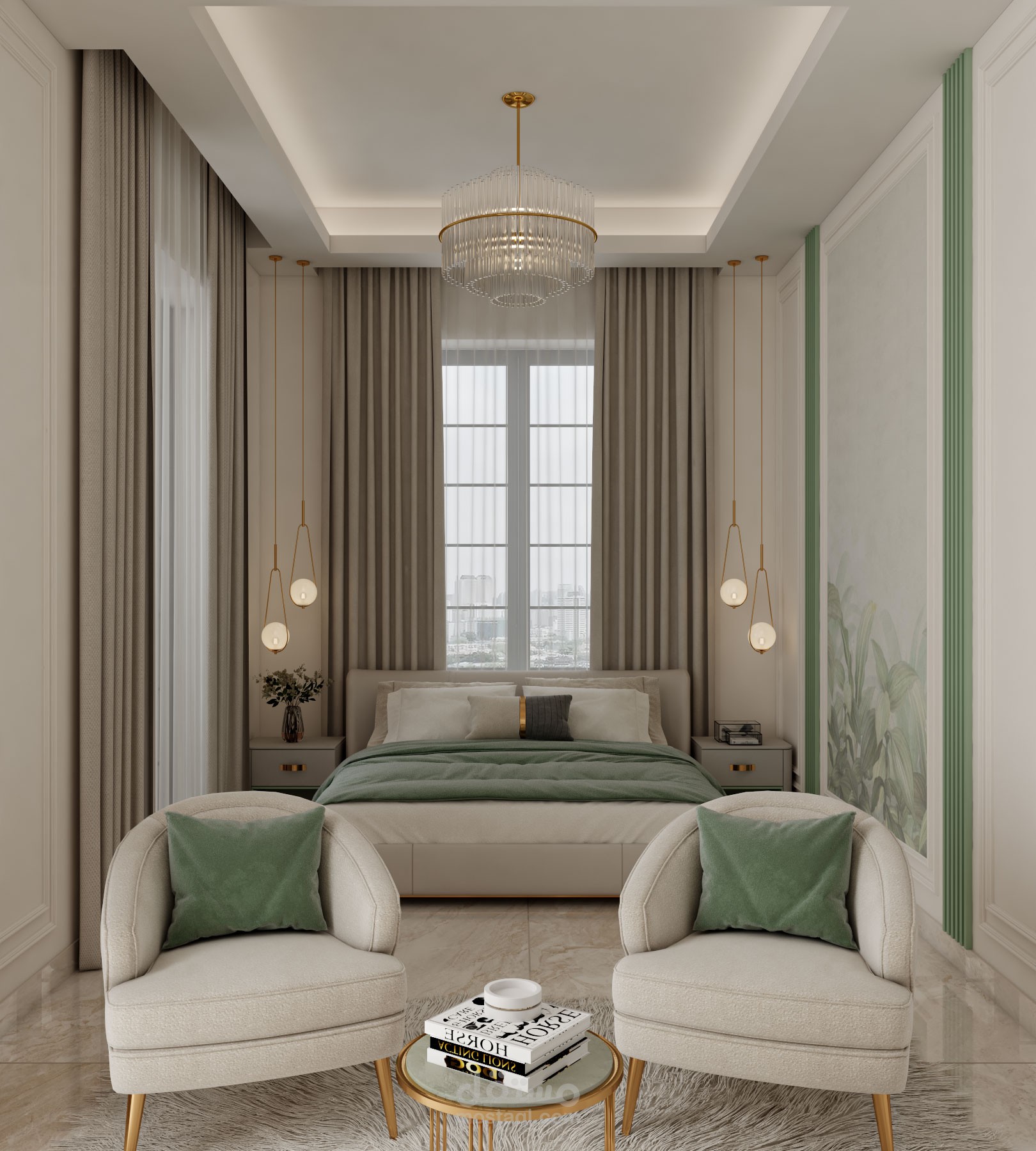 غرفة نوم ماستر مع غرفة ملابس