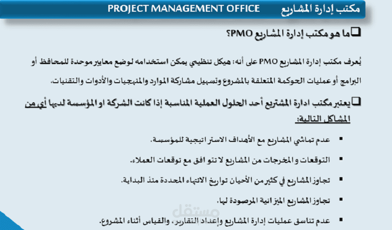 تأسيس مكتب إدارة المشاريع Project Management Office (PMO)