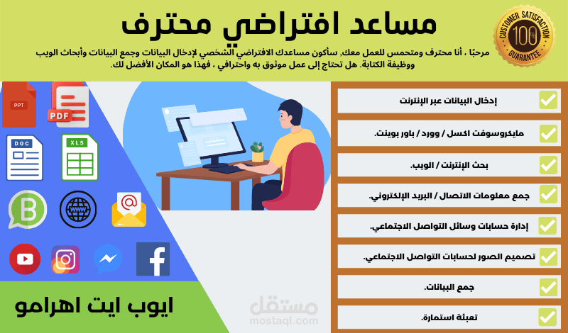 مساعد افتراضي محترف في ادخال البيانات