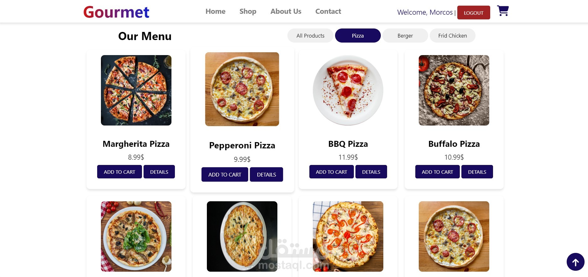 Restaurant Menu website