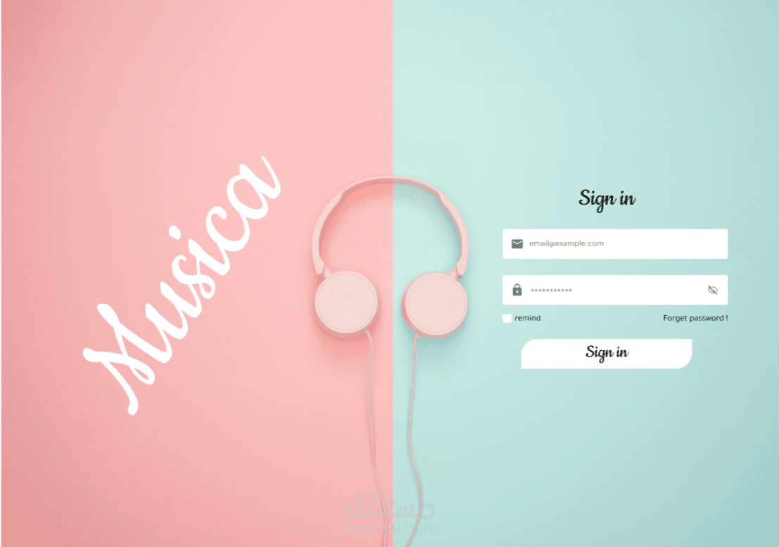 Design a login page for a music app