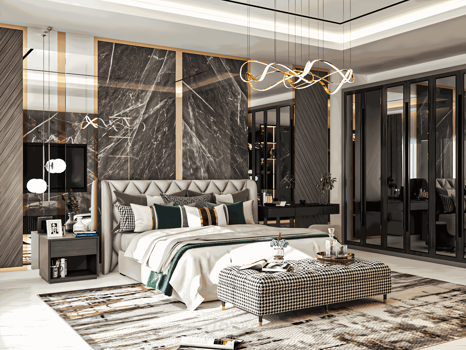 تصميم غرفة نوم ماستر (نظام مودرن)