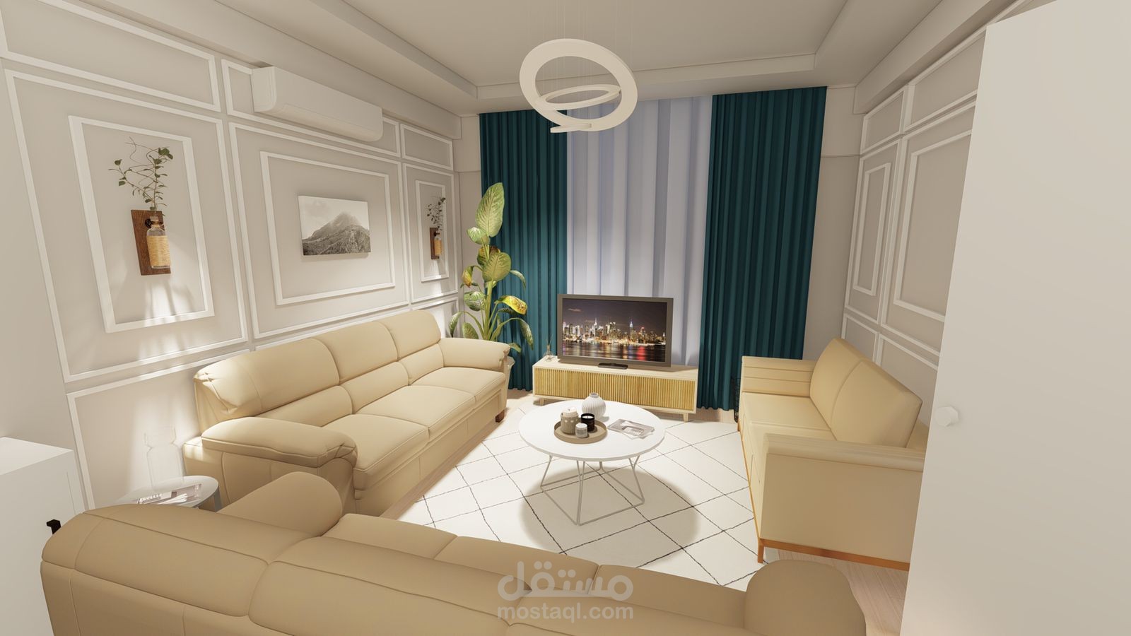 تصميم داخلي لغرفة المعيشة