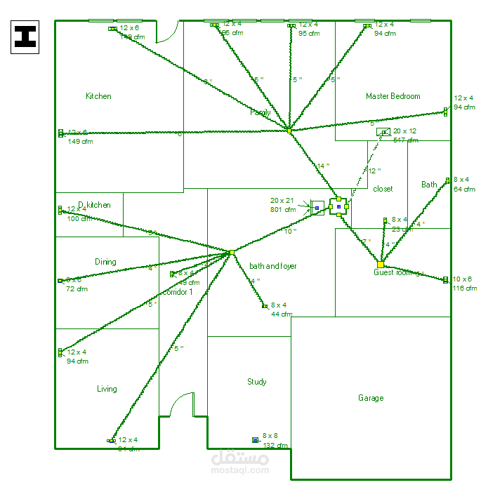 HVAC design for a residential house in Fort Worth-Texas based on ACCA manuals