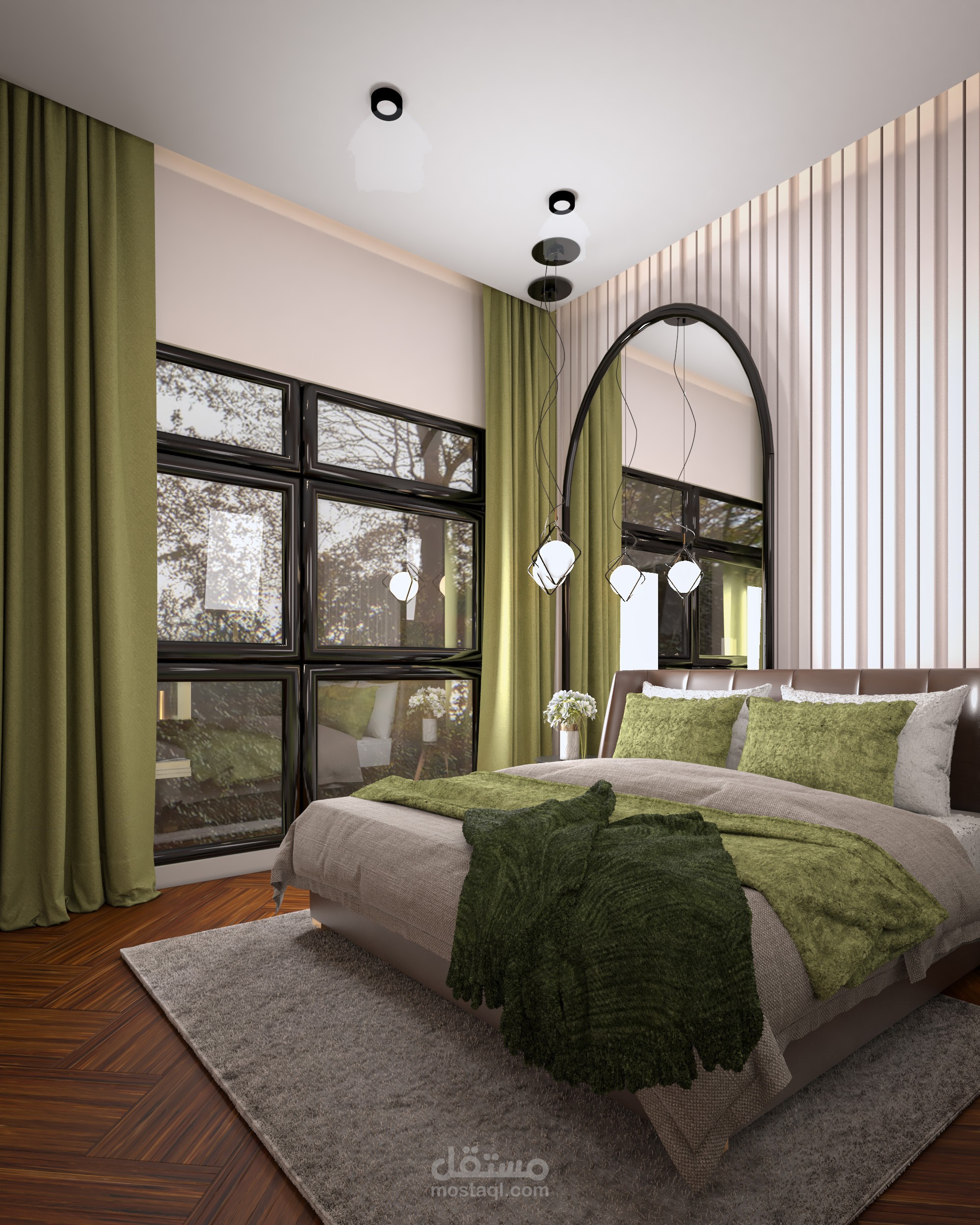 green bed room